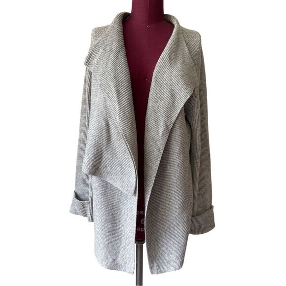 Vince Drape Wool Cashmere Open Front Gray Cardigan sz M retail $395 - Picture 4 of 12